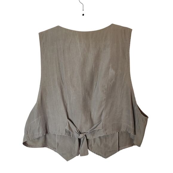 Vtg B.G.B. Taupe Double Breasted Vest Waistcoat 16 Minimalist Eclectic Grandpa - Picture 2 of 11